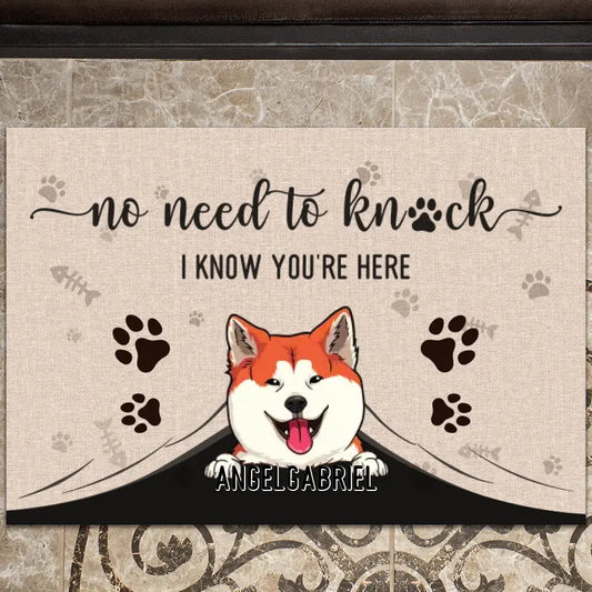 Up to 5 - No Need To Knock - Personalized Doormat For Your Fur Babies