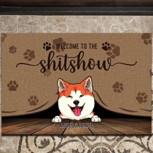 Up to 5 - Welcome To The Shitshow - Personalized Doormat For Your Fur Babies