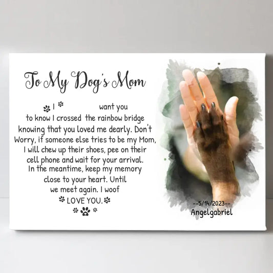 Upload Your Photo - To My Dog's Mom I Want You To Know - Personalized Canvas For Your Fur Babies