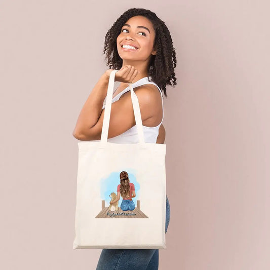 Girl With A Dog - Personalized Tote Bag For Your Dogs