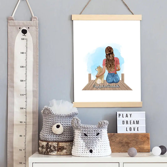 Girl With A Dog - Personalized Poster with Hanger For Your Dogs
