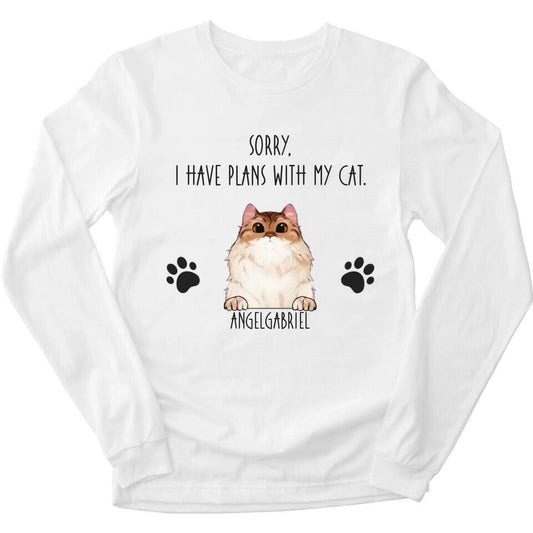 Sorry, I Have Plans With My Cats - Personalized Long Sleeve For Your Cats
